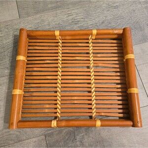 Vintage Rattan Bamboo Decorative Serving Tray